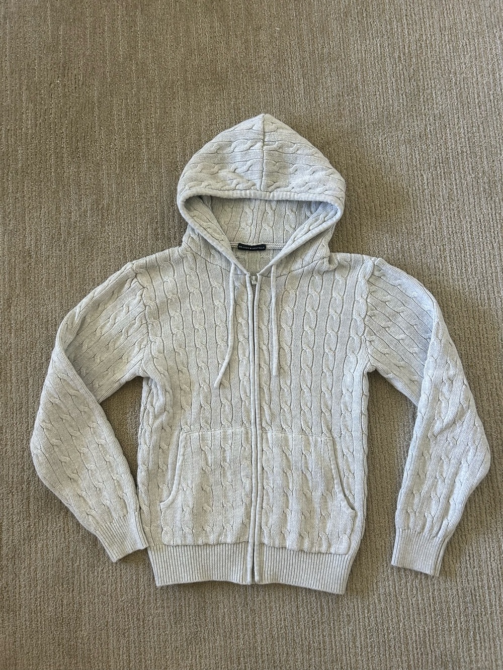 Ayla Cable Knit Sweater Zip Up Hoodie